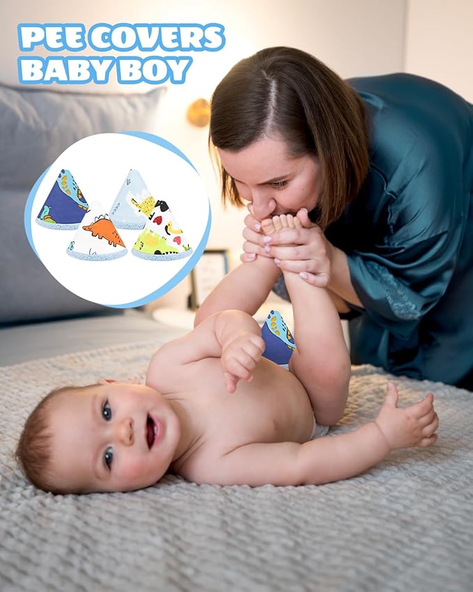 16 Pcs Coral Velvet Pee Covers Baby Boy, Strong Water Absorption Reusable Pee Shield, Diaper Changing Accessory for Baby Boys (16)