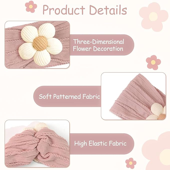 CÉLLOT 5 Pcs Baby Flower Headbands Baby Girls Nylon Headbands Soft Hairbands Hair Accessories for Newborn Infant Toddler Kids(Autumn/Winter Colors)