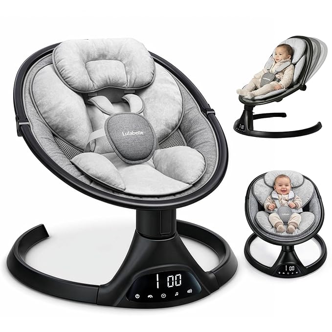 Lulabelle Baby Swings for Infants, 3-in-1 Infant Swing, 5 Sway Speeds | 10 Preset Lullabies & Bluetooth, Portable Newborn Swing for Home or Travel | Electric Baby Swing with Adjustable Height