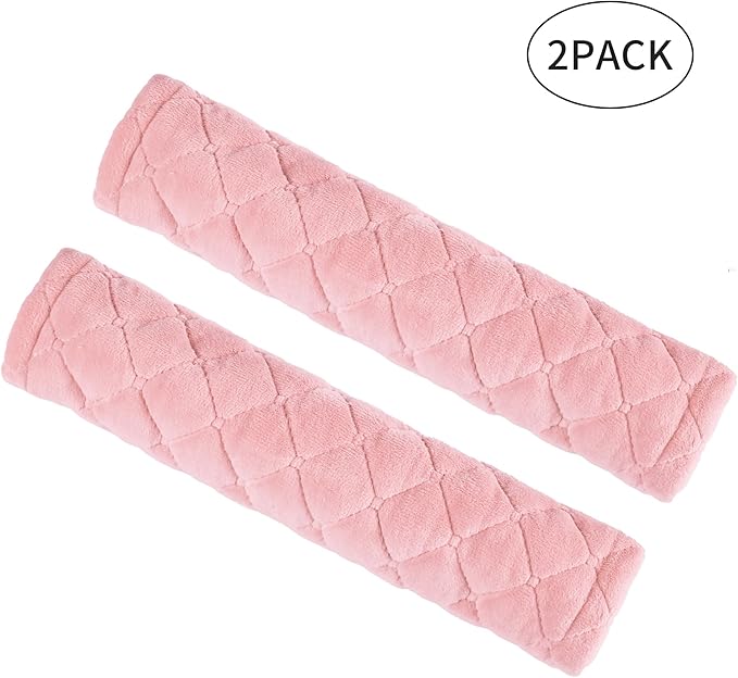 Amooca Soft Auto Seat Belt Cover Seatbelt Shoulder Pad Cushions 2 PCS for a More Comfortable Driving Universal Fit for All Cars and Backpack Dirty Pink