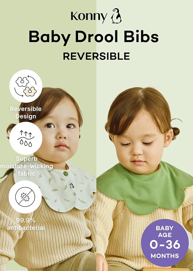 Konny Baby Bibs 3/5/7-Pack Set, 360 ° Rotate, Soft and Absorbent Bandana Drooling for Boys Girls baby Essentials