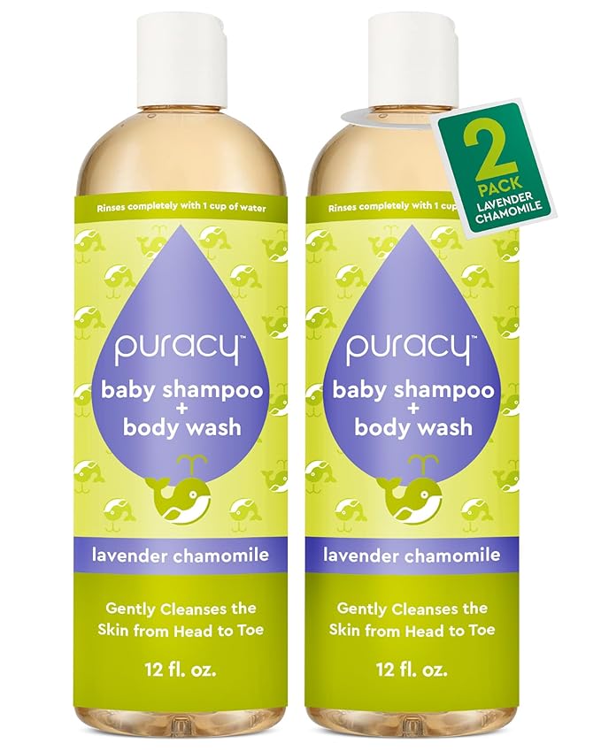Puracy Baby Shampoo & Body Wash for Children - Pure Ingredients with 12 Fruit & Vegetable Extracts for Silky Smooth Skin, Gentle Lavender Chamomile Aroma, Shampoo, Baby Body Wash 12 Oz (2-Pk)