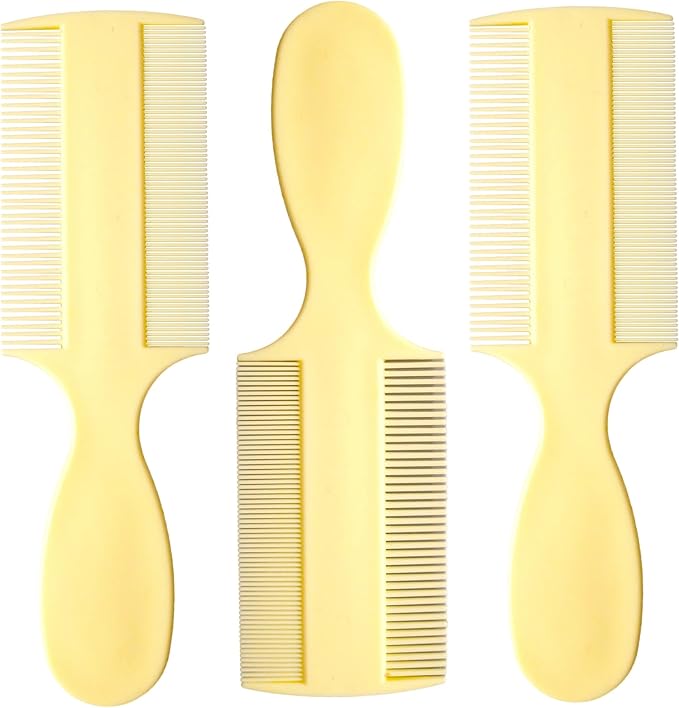 Vakly Fine Tooth Baby Comb [3 Pack] – Double-Sided Infant Hair Extra Fine Detangling Comb with Handle for Cradle Cap, Dandruff & Lice – Gentle Rounded Teeth for Newborns, Babies, Toddlers & Adults