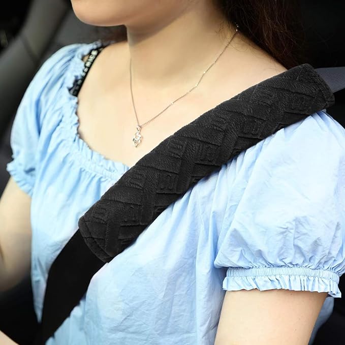 surpassme Car Seat Belt Pads Covers, 2PCS Seat Belt Shoulder Strap Covers Protector to Release Stress to Your Neck and Shoulder for a Safety Driving(Black)