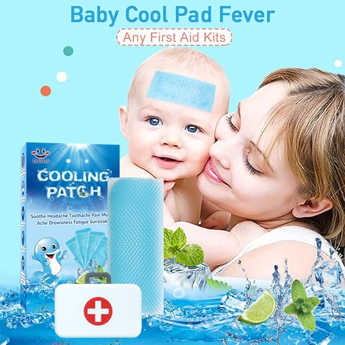 30 Sheets Cooling Patches for Fever Discomfort & Pain Relief, Cooling Relief Fever Reducer, Soothe Headache Pain, 10 Count Per Box (3 Boxes)
