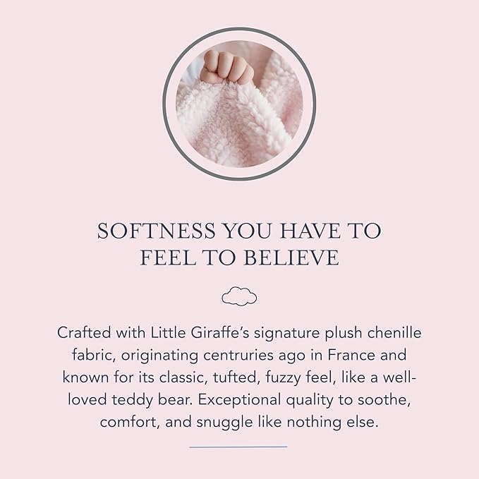 Little Giraffe Baby Blanket - Chenille Soft Blanket with Satin Trim - Baby Stroller Blanket - Newborn Baby Essentials & Gifts - 29" x 35" - Pink