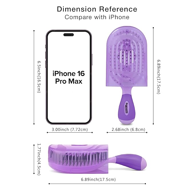 NuWay® U.S. Patented Vented TravelC® for All Hair Types is Hair Dryer Safe (Purple)