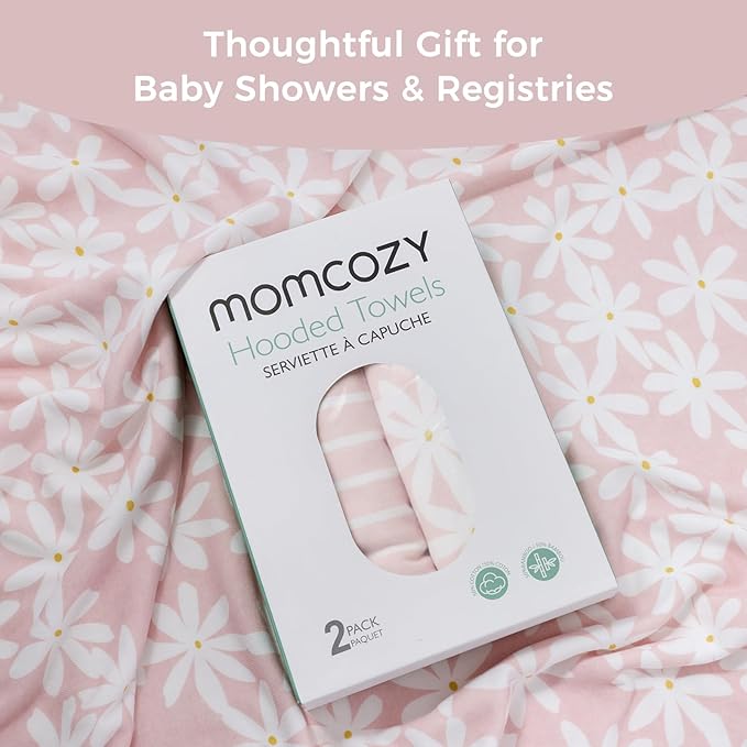 Momcozy Baby Towel with Hooded - Ultra Soft & Absorbent Large Bath Towel Set for Comfort & Gentle on Baby's Skin - Shower Gift & Bath Essential & Baby Registry Search for Newborn,Infant,Toddler,Kids