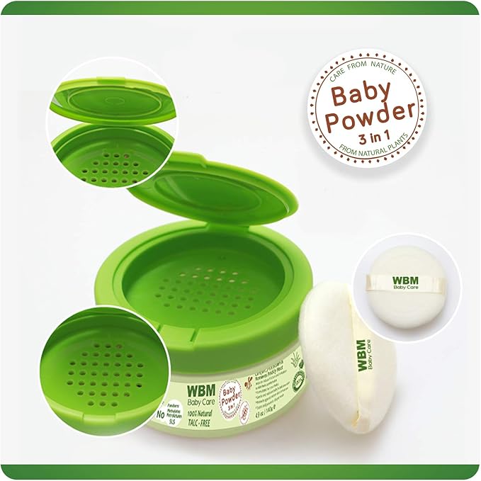 WBM Care 3 in 1 Baby Powder | Skin Reparing, Nourishing & Dry | Natural Dusting Powder | 4.9 oz