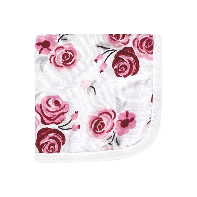 Hudson Baby Unisex Baby Cotton Muslin Washcloths, Rose, One Size