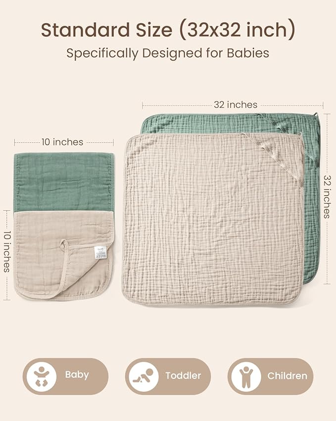 6 PCS Baby Towels and Washcloths Set, 2 PCS Baby Hooded Towels & 4 PCS Washcloths Set, Ultra Soft & Highly Absorbent Bath Bath Towel for Newborn, Infant & Toddler, Shower Gifts Essentials