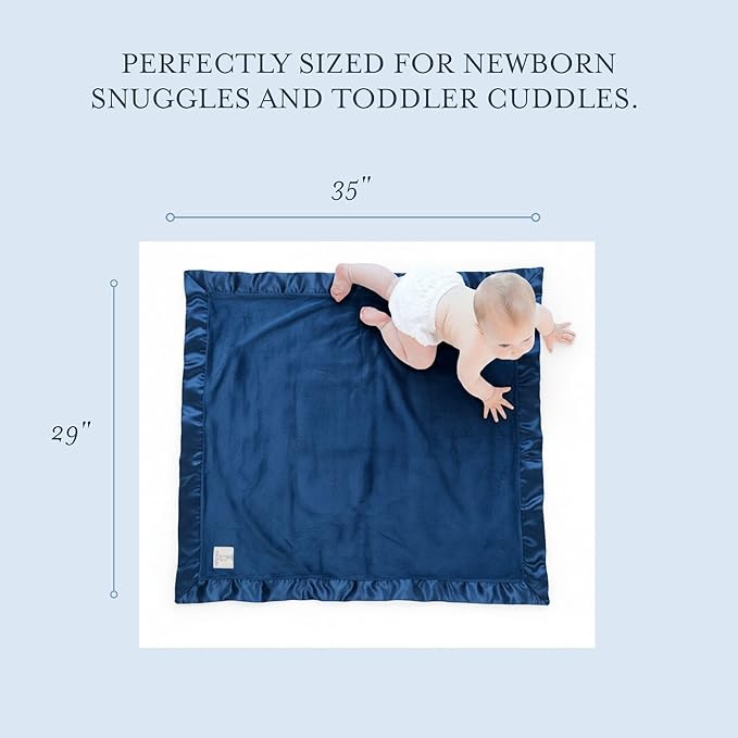 Little Giraffe Luxe Baby Blanket – 29x35” Satin Trim, Midnight | Ultra-Soft, Hypoallergenic Stroller & Nursery Blanket | Perfect for Newborns & Toddlers
