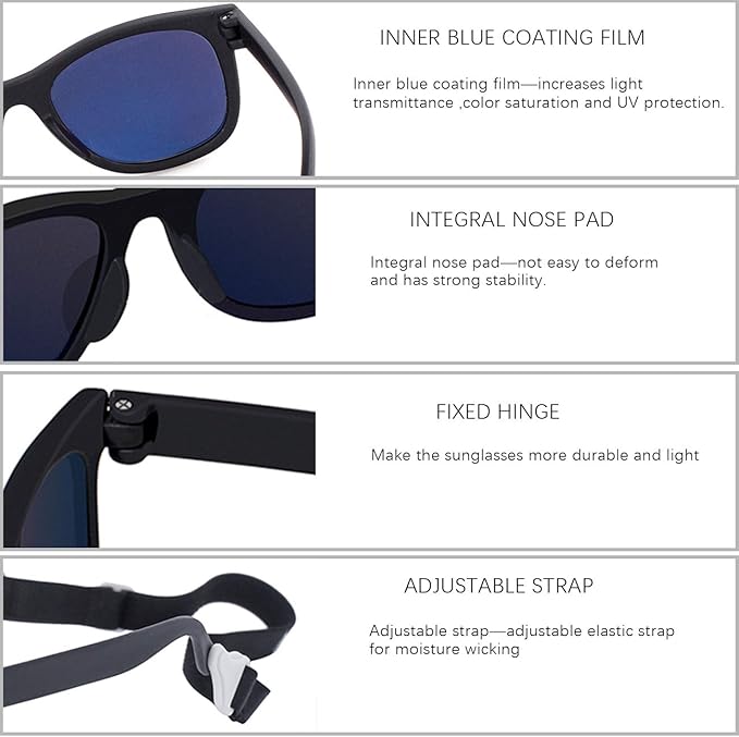 MAXJULI Baby Infant Sunglasses Safe, Soft, With Adjustable Strap 0-24 Months BPA Free 7002