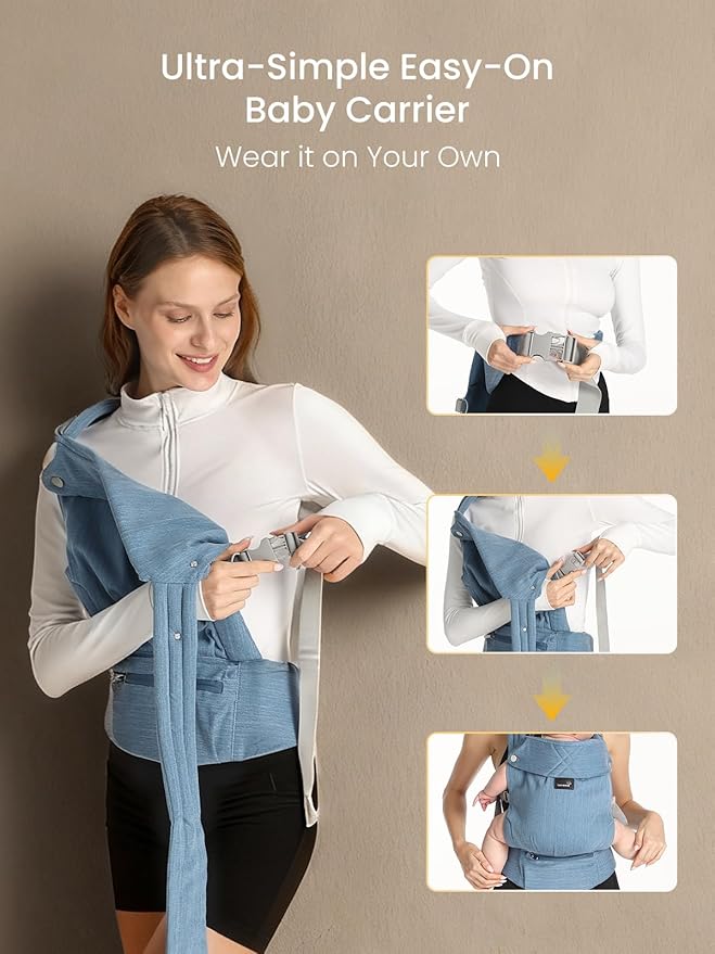 GROWNSY Baby Carrier Newborn to Toddler, Lightweight Ergonomic 7-44 lbs Newborn Carrier with Head Support, Easy to Wear Hands Free Infant Carrier for 0-36 Months, Blue