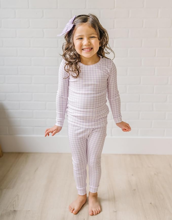moimoln Baby Toddler Pajama Set Snug-Fit Cotton Modal Sleepwear, Leopard, Check & Solid Mix (6M-8Y, 1/2 Pack)