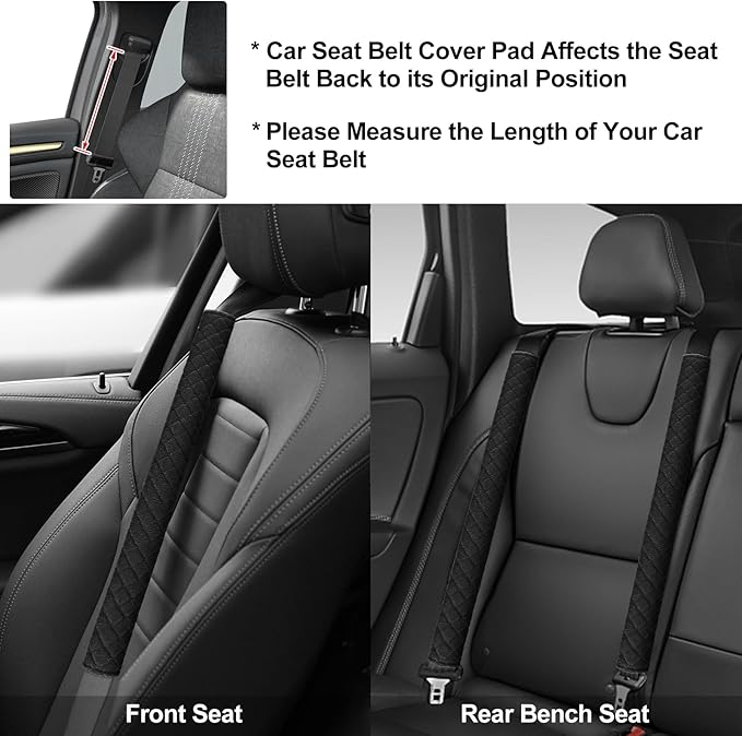 surpassme Car Seat Belt Pads Cover, 1 PC 25.5in Extra Length Seat Belt Shoulder Strap Covers Protector to Release Stress to Neck and Shoulder for a Safety Driving (Black)