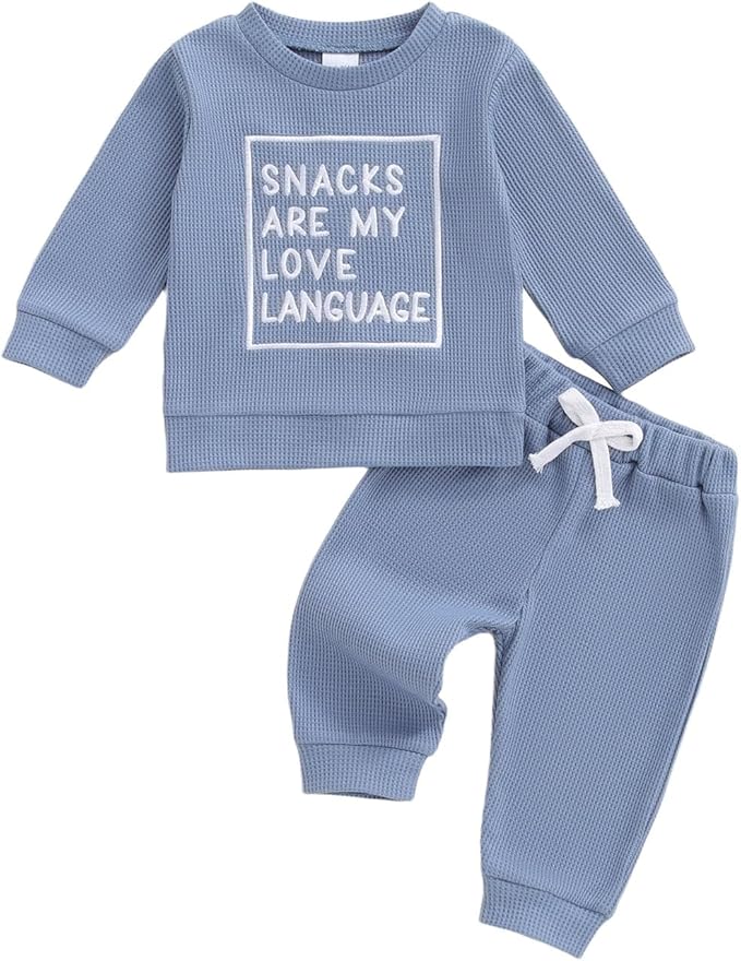 Infant Baby Boy Fall Clothes Set Funny Letter Sweatshirt Pant Outfit Toddler Winter Clothes 6 12 18 Months 2T 3T