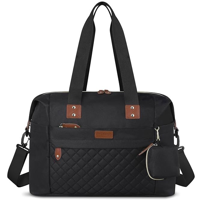 Diaper Bag Tote, Diaper Baby Bags with Pacifier Case, Shoulder Straps, Stroller Clips, Waterproof Large Mommy Maternity Travel Baby Tote for Mom and Dad, black