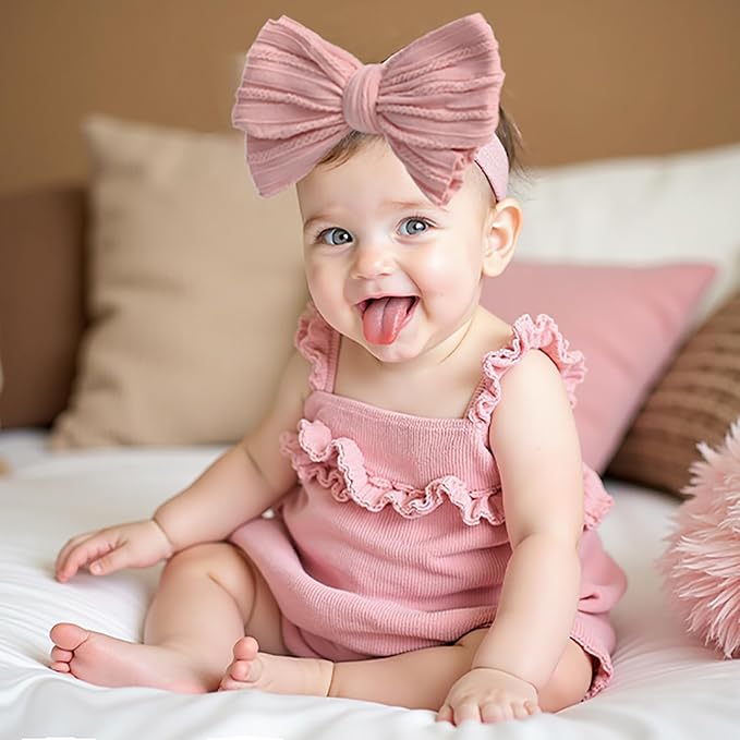 Baby Girl Bows Newborn Headband Stretchy Double Bows Soft Infant Toddlers