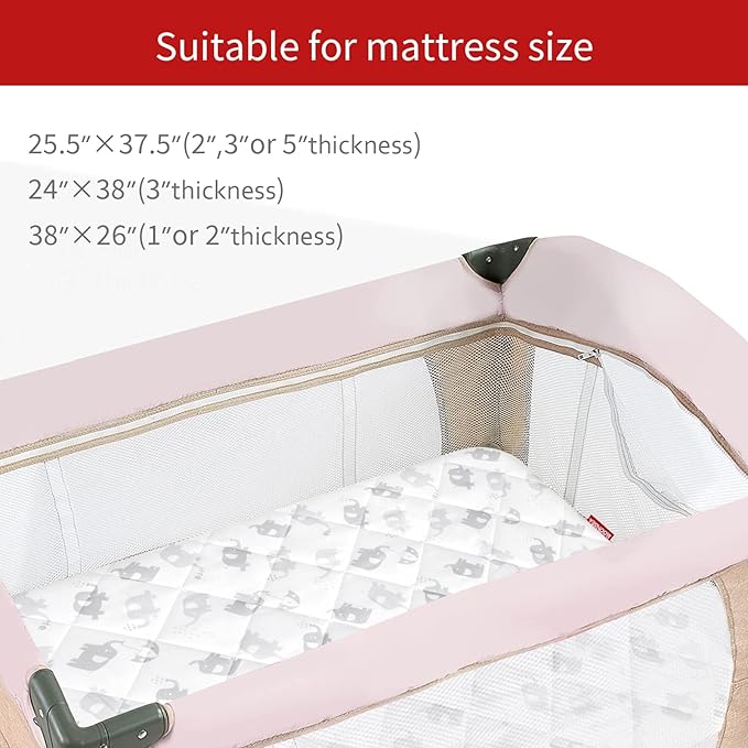 Pack and Play Sheets Fitted 2 Pack, Compatible with Graco Pack n Play, Soft and Breathable Playpen Sheets 39"×27"×5", Gray Star&Elephant