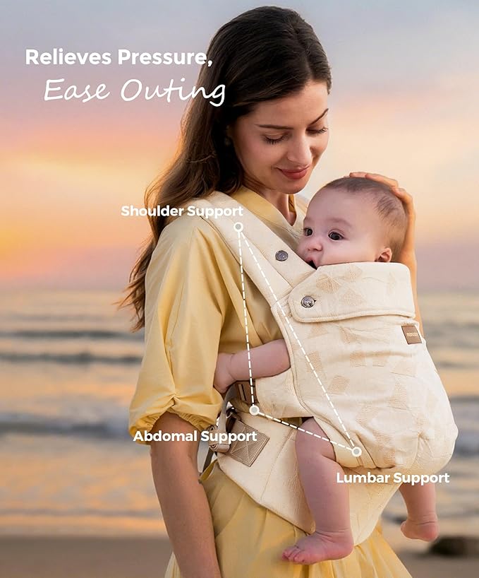 Momcozy Baby Carrier, Ergonomic, Cozy and Lightweight Carrier, Effortless to Put On, Ideal for Hands-Free Parenting, Enhanced Lumbar Support, Geometry
