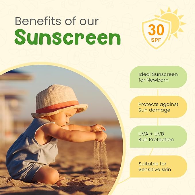 Mother Sparsh Natural Baby Sunscreen Lotion with Organic Ingredients, SPF 30+, Plant derived 95% Bio Based Ingredients - UVA/UVB Protection, 100ml