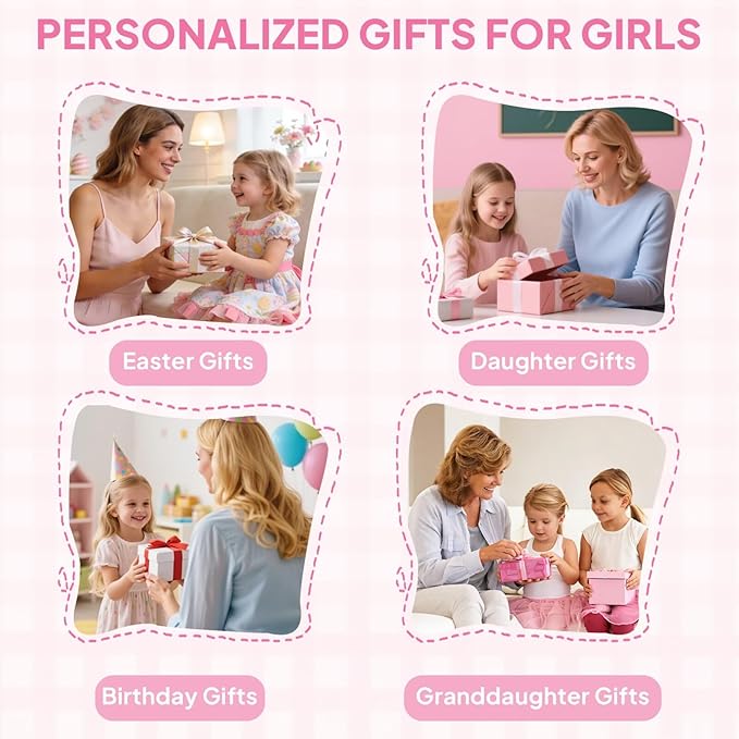 YOOLIFE Birthday Gifts for 2 3 4 5 6 7 8 Year Old Girls Kids, Initial Sling Bag Crossbody Bag for Little Girls Purse, Initial Fanny Pack for Girl Kids, Teen Girl Grandkids Gift Ideas, Pink (R)