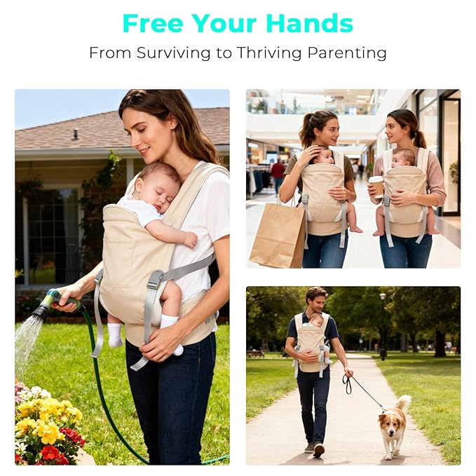CycleMore Baby Carrier Newborn to Toddler - Soft Structured Carrier with Hip Healthy Design, 3 Carry Positions Options, Ergonomic Backpack Design with Lumbar Support (7-35lbs) Ivory