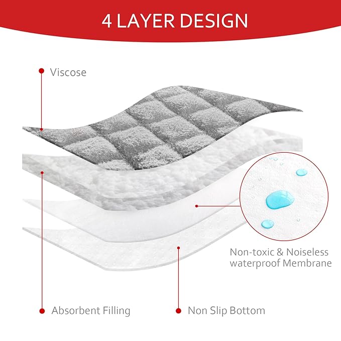 Quilted Thicker Changing Pad Liner 3 Pack Waterproof, Fit for Changing Table Liners are Warm On a Baby's Back Non-Slip Design Reusable Pads Machine Washable, Grey