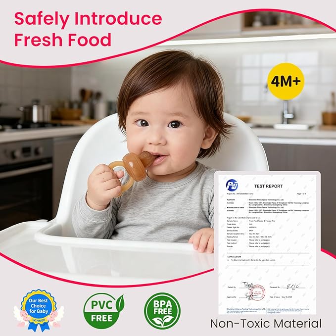 Baby Food Fruit Feeder Pacifier with Freezer Tray | Auto-Push Silicone Baby Feeder, Safely Introduce Fresh + Frozen Food - Breastmilk Popsicles for Teething Relief Babies 4 Months+