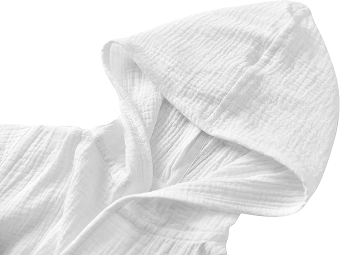 Organic Cotton Toddler Bathrobe, Soft and Breathable Baby Robe for Kid, Boy& Girl Hooded Robe Muslin