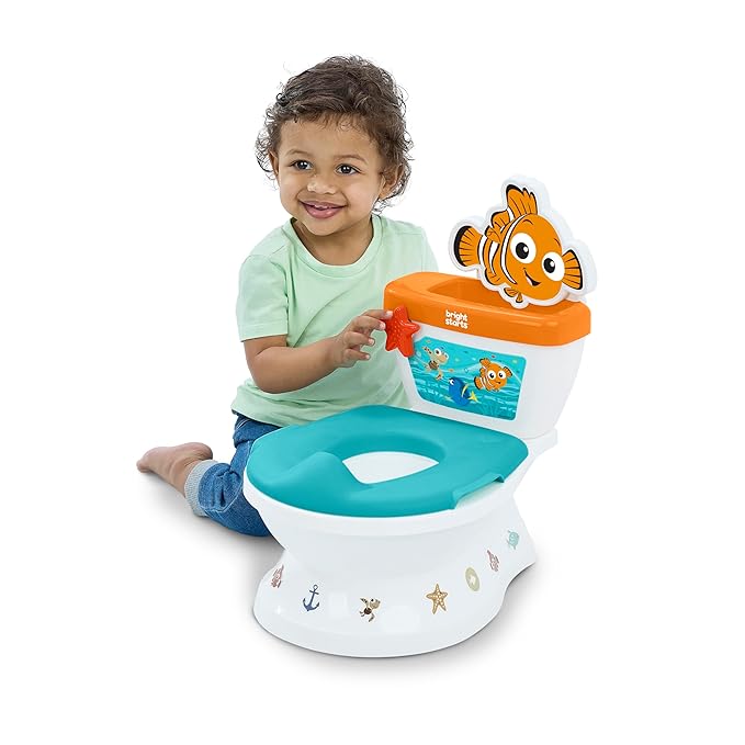 Bright Starts Disney Junior Finding Nemo My Size Potty Training Toilet, Toddler Potty Chair with Flushing & Cheering Sounds, Removable Seat with Splash Guard & Handles, Ages 18+ Months, Up to 50 lbs
