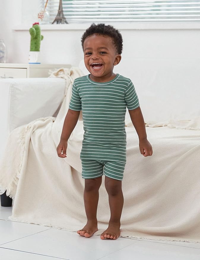 AVAUMA Stripe Pattern Baby Boys Girls Pajama Set Kids Toddler Snug fit Ribbed Sleepwear pjs for Daily Life Style