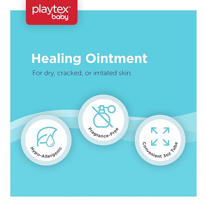 Playtex Baby Healing Ointment, 3 oz. Tube, 3-Pack, Dermatologist Tested, Fragrance Free, Hypoallergenic, Free of Dye, Parabens and Phthalates