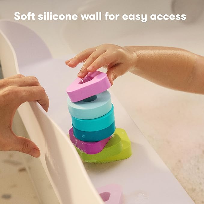 Frida Baby Splash Bathtub Shelf Allows Kids to Splash with No Mess, Shelf Barrier Prevents Water from Escaping Out of The Tub, Extend & Use As Surface to Play On, Attaches to Tubs & Folds to Put Away