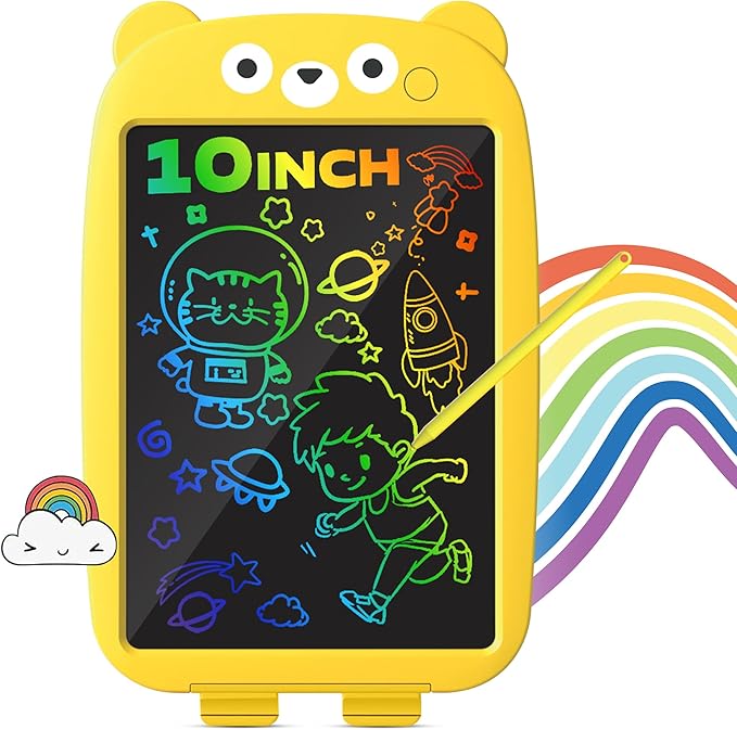 Henry & Colin Bear Themed LCD Writing Tablet for Kids – Reusable, Travel-Friendly Drawing Pad for Boys & Girls Ages 3 & Up. Ideal for Writing, Drawing, Creativity, Fun, Learning & Education (Yellow)
