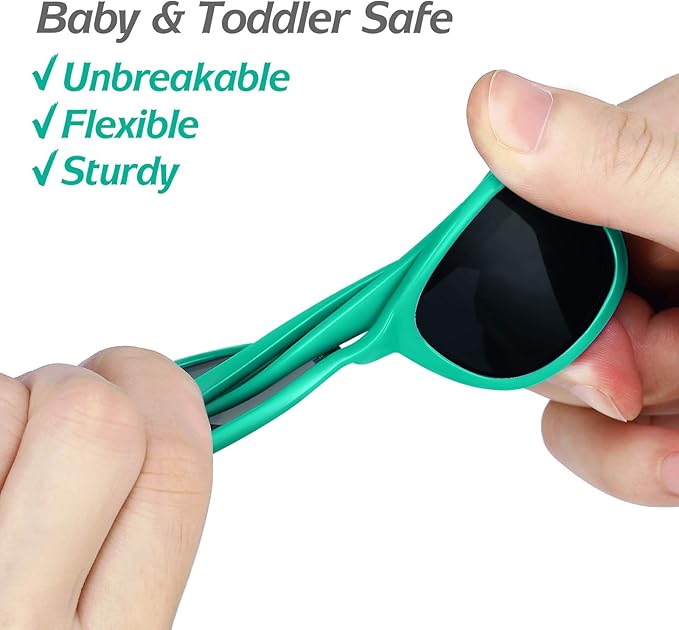 Baby Sunglasses - 100% UV Proof Sunglasses for Baby, Toddler, Kids - Ages 0-2 Years - Case and Pouch included