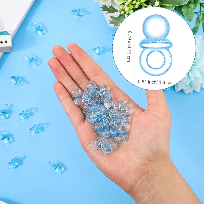 Roowest 51 Pcs Pacifier Hunt Baby Shower Games Include Wooden Hunt Sign and 50 Acrylic Mini Plastic Pacifiers for Baby Shower Game Decoration Gift Sets Gender Reveal Party Supplies