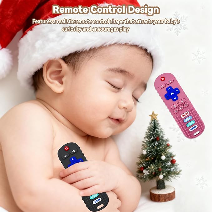 3 Pack Silicone Teething Toys - Teething Remote Control for Baby, BPA Free Baby Chew Toys & Easy to Hold Teether for Babies 6-12 Months, Perfect Valentine's Gift and Birthday for Babies