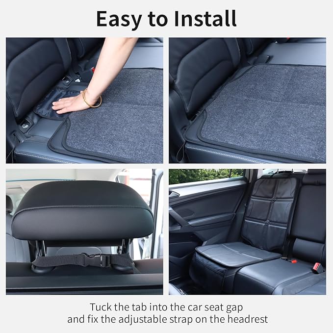 Car Seat Protector,Extra Thick Car Seat Covers Non-Slip Waterproof Mat Pad Leaving No Imprints Marks for Child Baby Pet Truck SUV Automobile (Black-A)