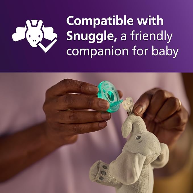 Philips Avent Soothie Baby Pacifiers - 100% Silicone Pacifiers for Babies 3-18 Months, One-Piece Design, BPA-Free, Extra Durable, Green, 4 Pack, Model SCF192/45