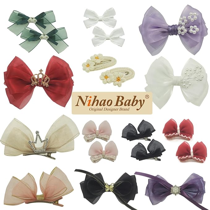 Fairy Multi-layer Pearlescent Organza White Bow Headband for Baby Girl Baptism Christening White Bow Headpiece (0-6 months,Off White headband-5)