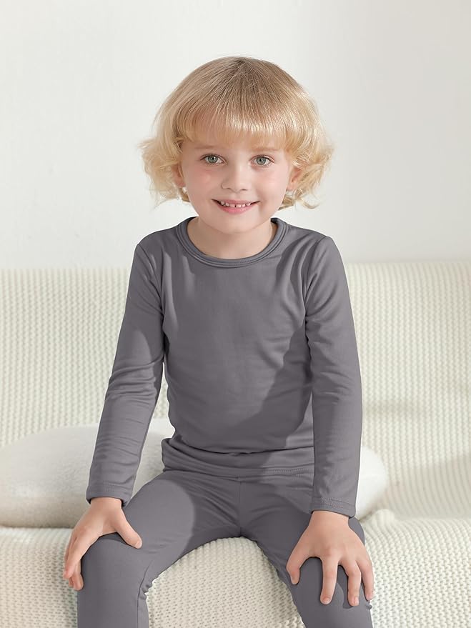 VZV 2T-6Y Toddler Thermal Set Thermal Underwear for Kids Fleece Lined Toddler Base Layer Long Johns for Kids Boys Girls