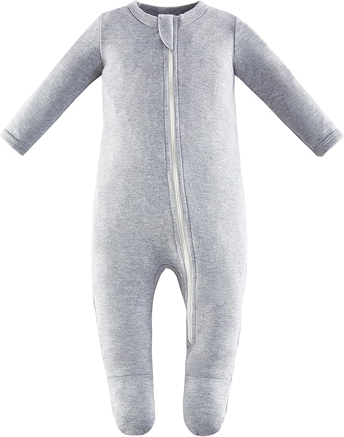Owlivia Organic Cotton Baby Pajamas, Boys Girls 3-Pack Zip Front Sleep 'N Play, Footed Sleeper, Long Sleeve