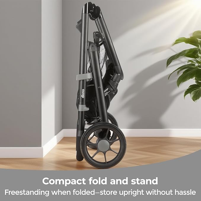 Diono Quantum 4 3-in-1 Travel System with LiteClik 30 R SafePlus Infant Car Seat and Base, Rear-Facing for Infants 4-30lbs, Includes Infant Car Seat Folding Stroller and Toddler Seat (Gray Slate)