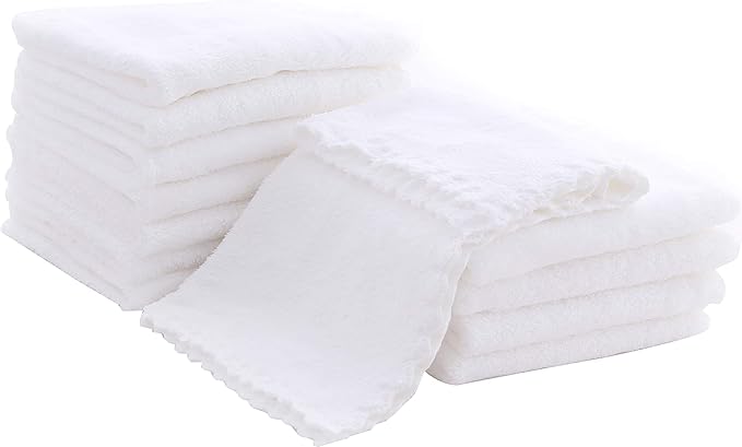 12 Pack Baby Washcloths - Extra Absorbent and Soft Wash Clothes for Newborns, Infants and Toddlers (White)