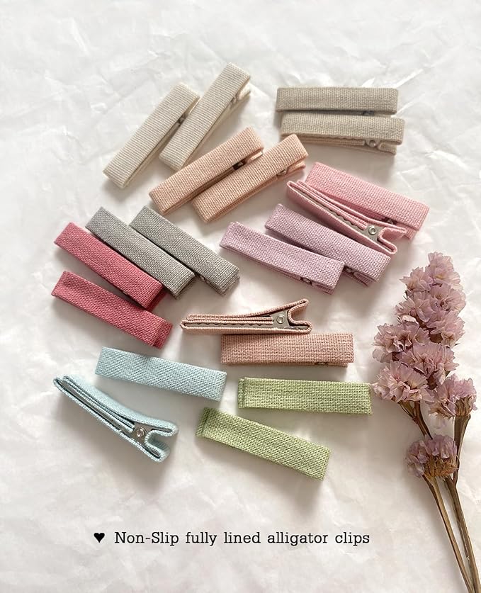 Cherssy Hair Clips for Baby Girls' Fine Hair, 20Pcs Solid Colors Fully Lined Alligator Clips for Toddlers Kids School Age Girls, Handmade Hair Accessories and Barrettes
