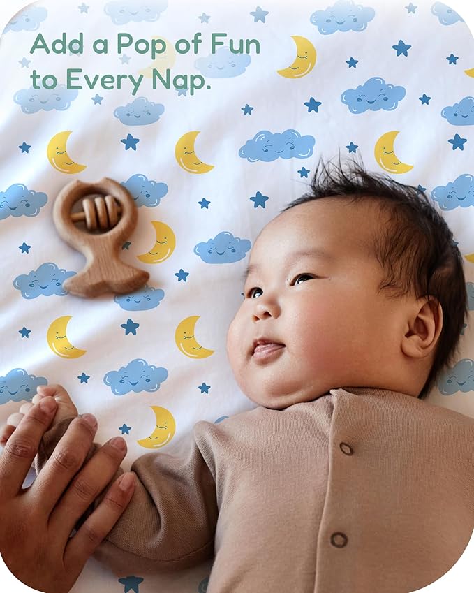 Pack and Play Sheets Fitted 2 Pack, 38x26 Graco Pack n Play Sheets for Playard & Travel Crib Mattress, Ultra Soft Jersey Knit, Breathable Stretchy Deep Pocket, Compatible with Mini Cribs