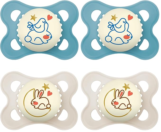 MAM Original Baby Pacifiers 0-6 Months,Binky for Newborn Babies,BPA-Free Skin Soft Silicone Nipple,Glows in The Dark,Developed with Medical Experts,Sterilizer Case,Made in Europe,2 Count (Pack of 2)