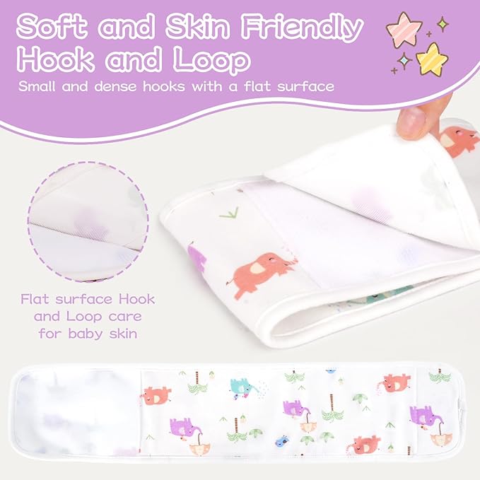 4Pcs Baby Infant Umbilical Cord Belly Bands Cartoon Cotton Soft Baby Belly Belt, Adjustable Newborn Belly Button Wrap, Baby Tummy Wrap for Protection, Baby Gifts for 0 to 12 Months(Elephant)
